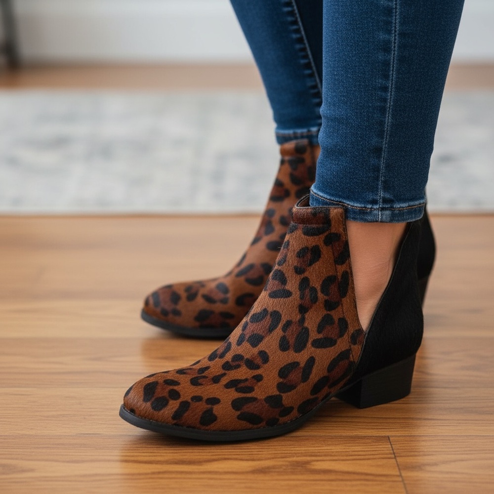 Jeffrey Campbell Leopard Print Ankle Boots - Brown & Black
